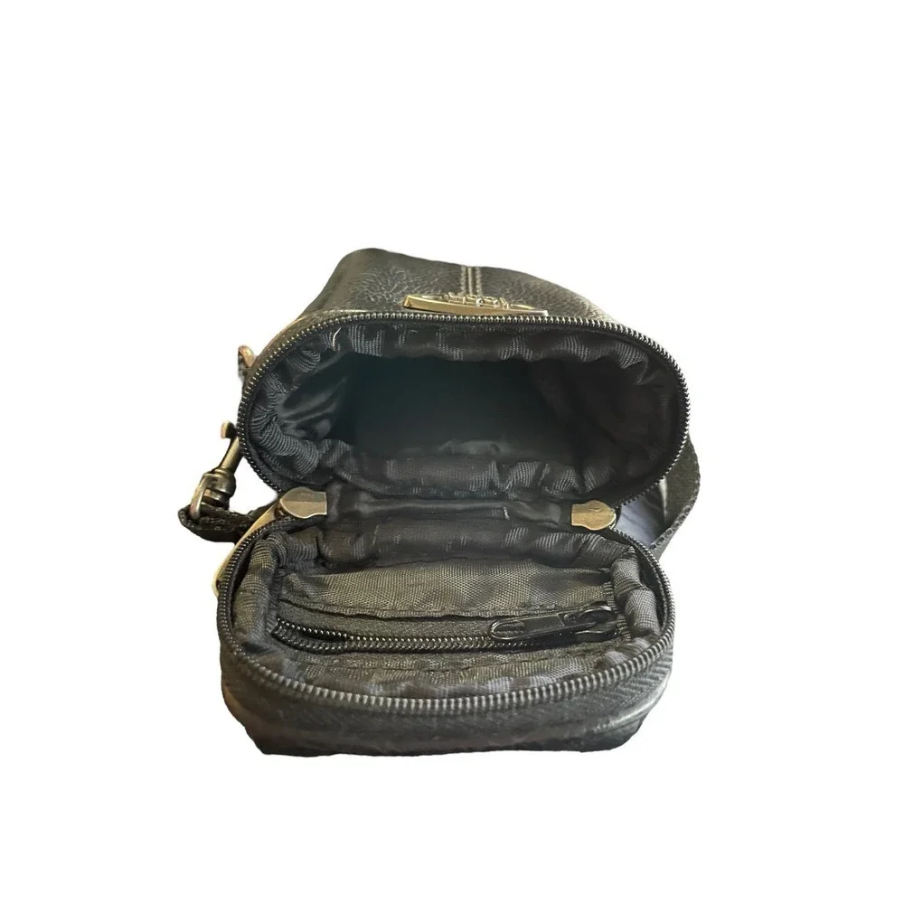 ICON Camera Case Black Faux Leather Shoulder Strap Belt Loop Lens Pocket